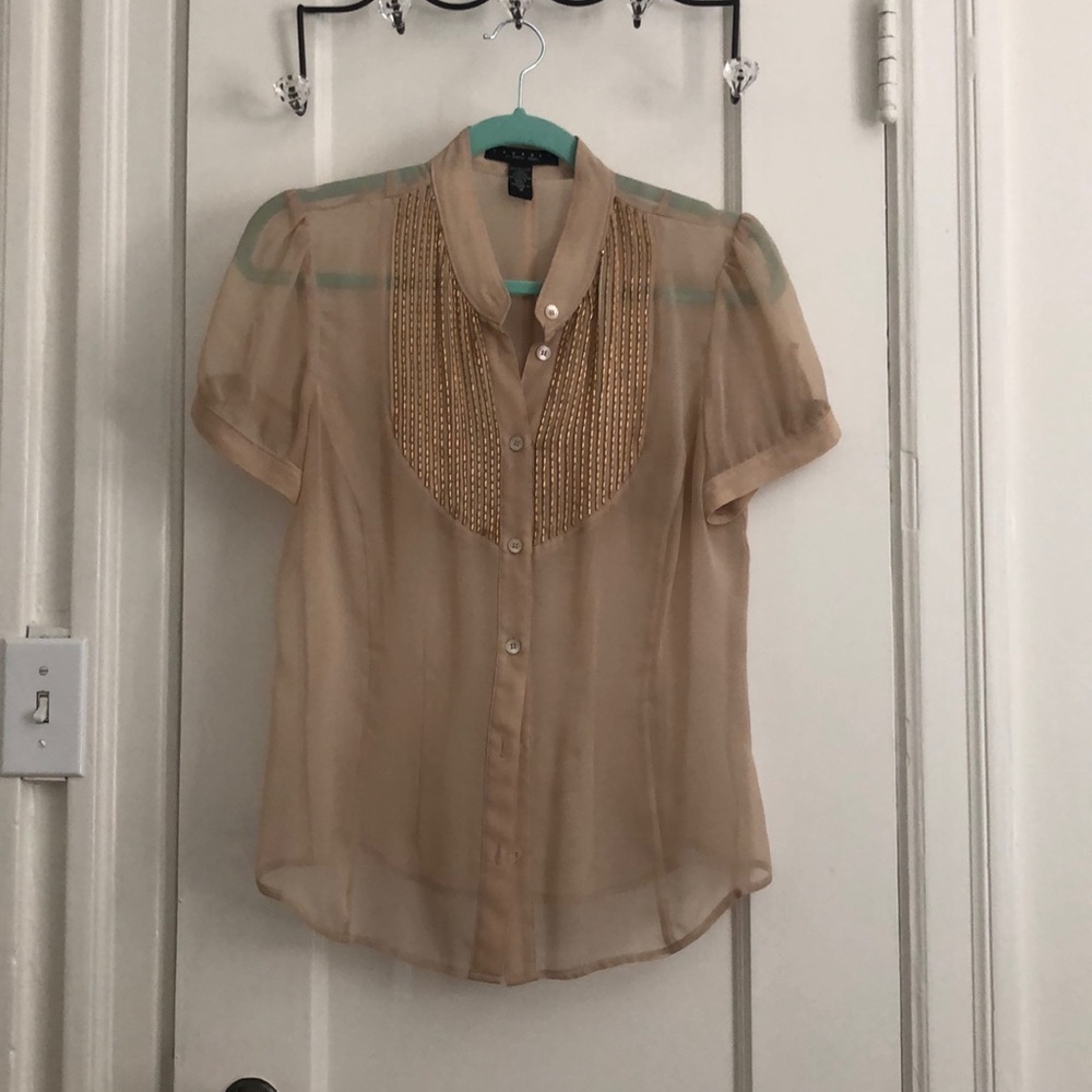Preloved Laundry beaded silk blouse sz M